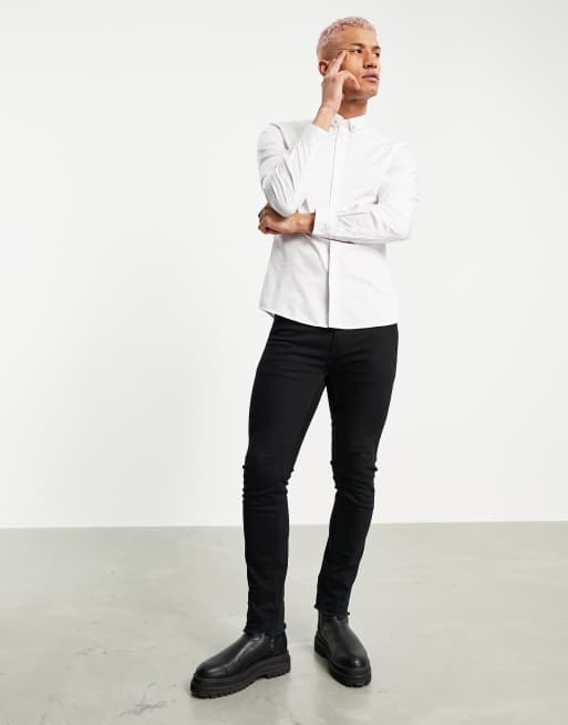 Twisted Tailor – Vit skjorta i satin med smal passform, 4 av 4