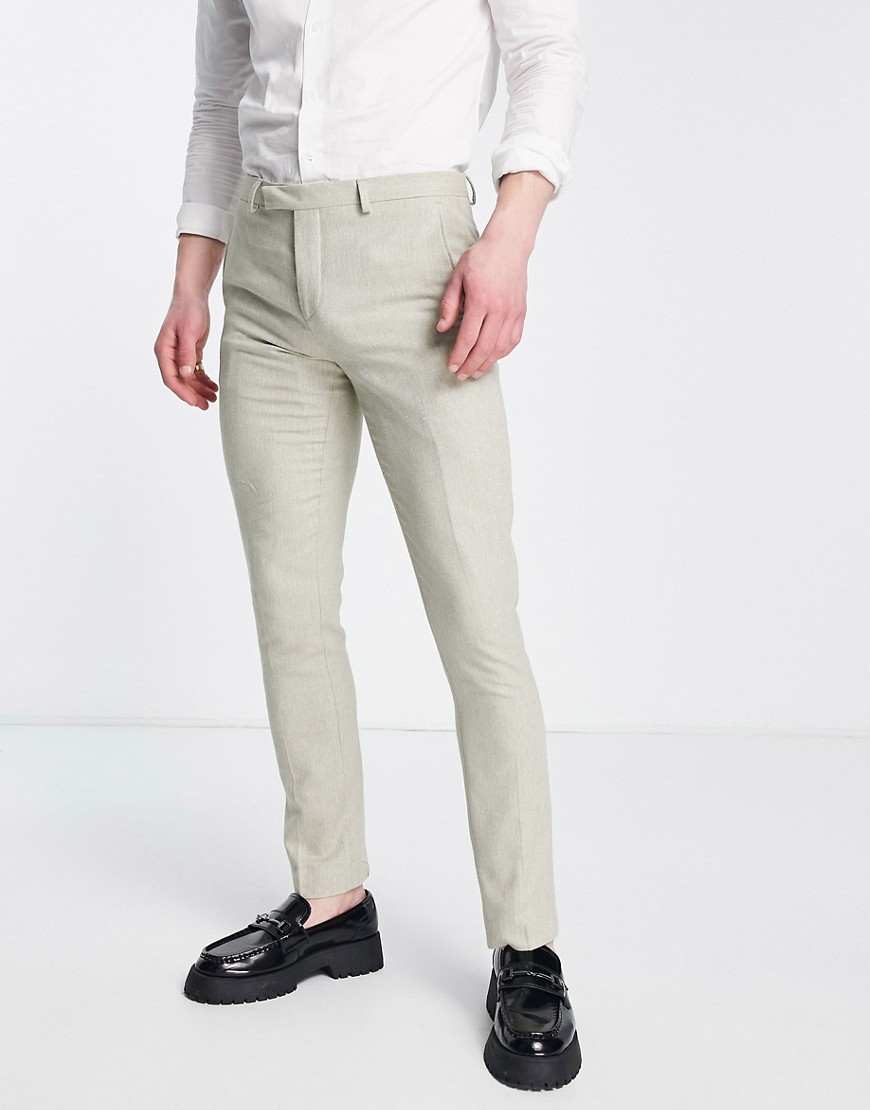 Twisted Tailor wair skinny fit suit trousers in sage green