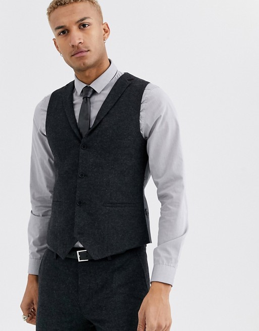 Twisted Tailor waistcoat in dark grey