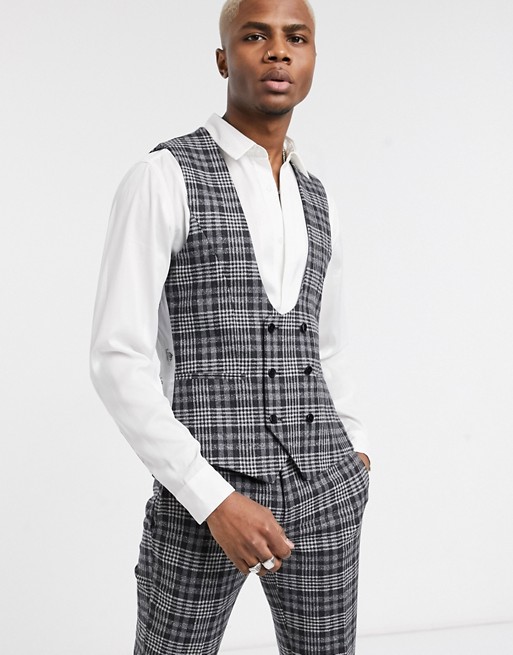 Twisted Tailor waistcoat in grey check