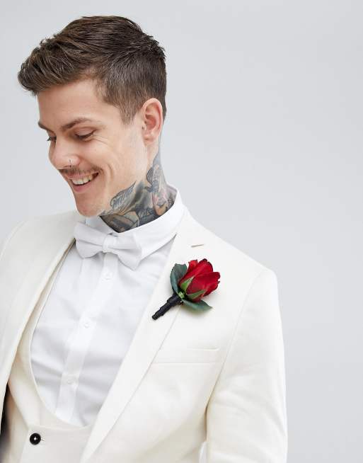 Twisted Tailor wedding super skinny suit jacket in cream linen ASOS