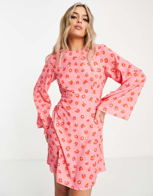 Floral bell sleeve outlet dress