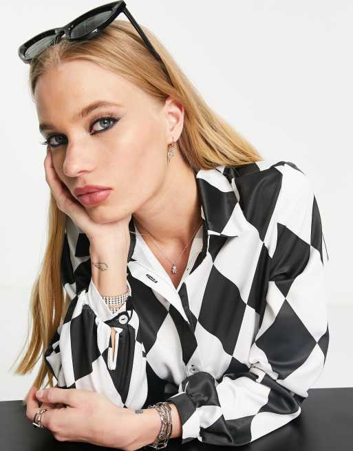 Twisted Wunder - Chemise d'ensemble oversize à damier en losanges, 4 de 4