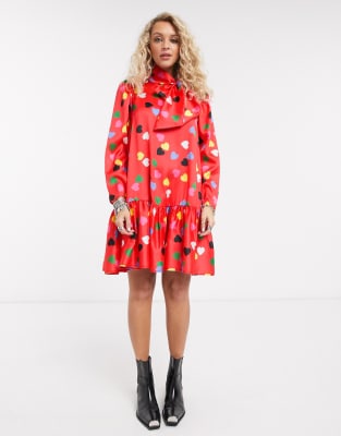 ganni heart print dress