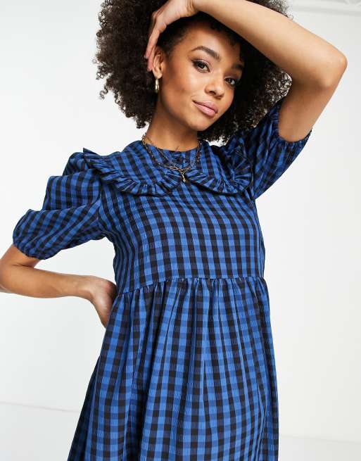 Blue plaid clearance dress