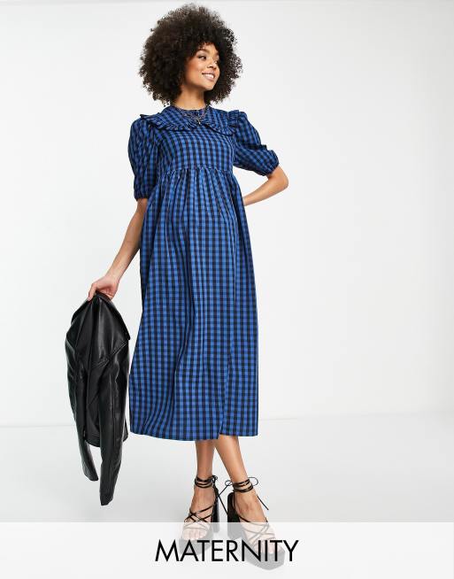 Blue and 2025 black plaid dress