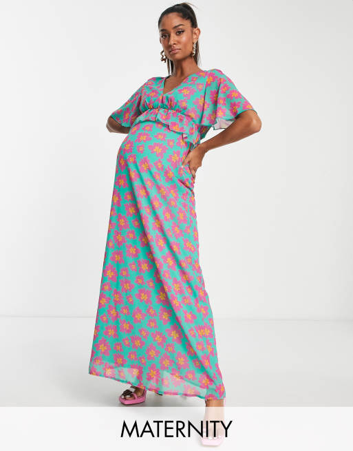 Tropical maternity maxi dress sale