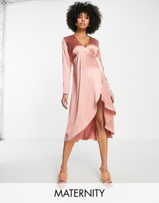 Twisted Wunder Maternity – Różowa sukienka kopertowa