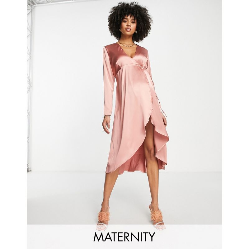 d1t79 Vestiti Twisted Wunder Maternity - Vestito avvolgente rosa