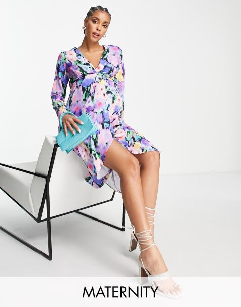 Twisted Wunder Maternity - Wikkeljurk met print in blauw - view 1