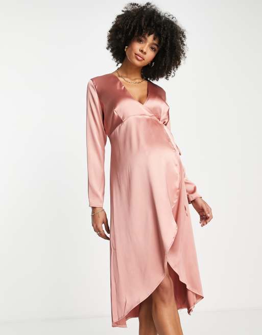 Twisted Wunder Maternity wrap dress in rose pink