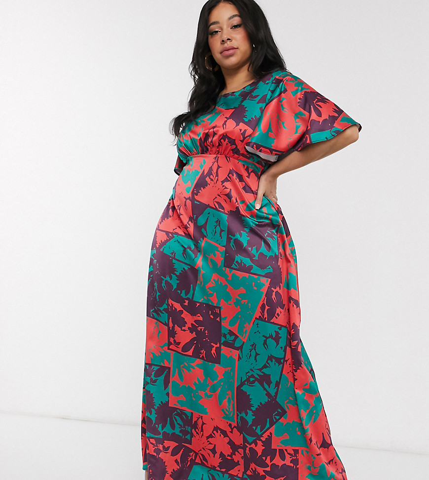 Twisted Wunder Plus - Exclusieve nette lange jurk met contrasterende patchworkprint-Multi