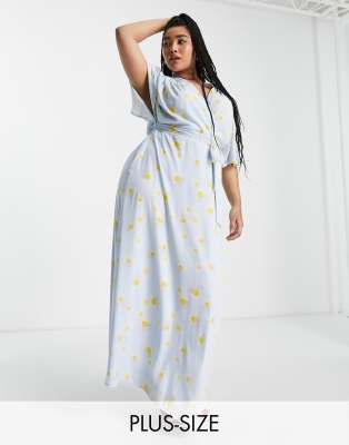 Twisted Wunder Plus wrap front midi dress in daisy print - ASOS Price Checker