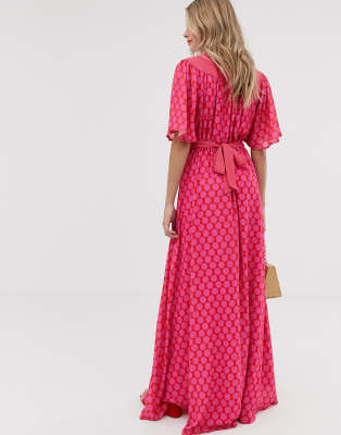 red and pink maxi dress