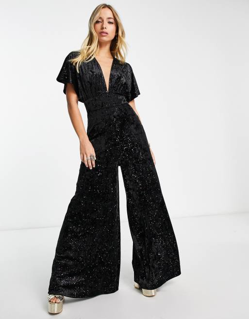 Wide leg store glitter jumpsuit