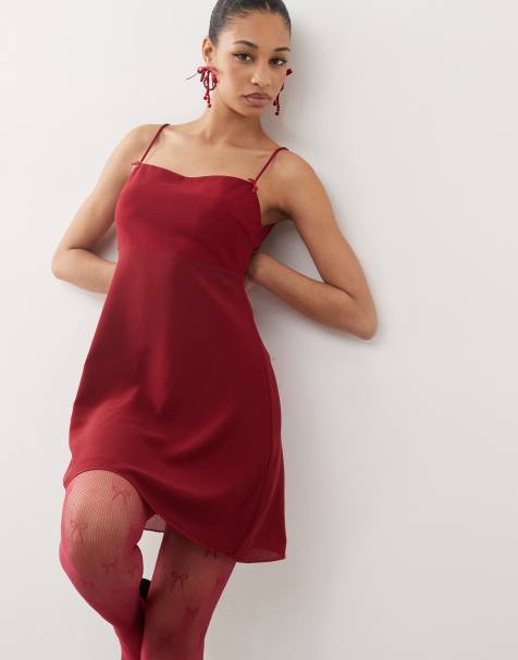Tyler McGillivary bow detail cami dress in burgundy - view 1