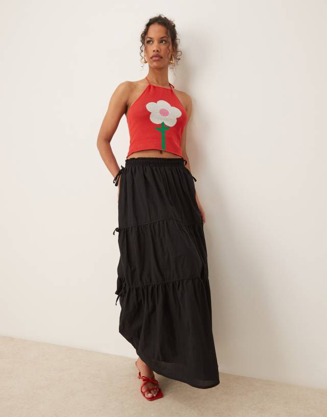 Tyler McGillivary dori flower print halter top in red | ASOS