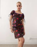 [Tyler McGillivary] Tyler McGillivary dragon print ribbon detail midi dress in brown 12 BROWN