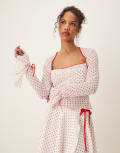 [Tyler McGillivary] Tyler McGillivary Franny ruffle sleeve polka dot top in white and red (Part of a set) 14 White & red