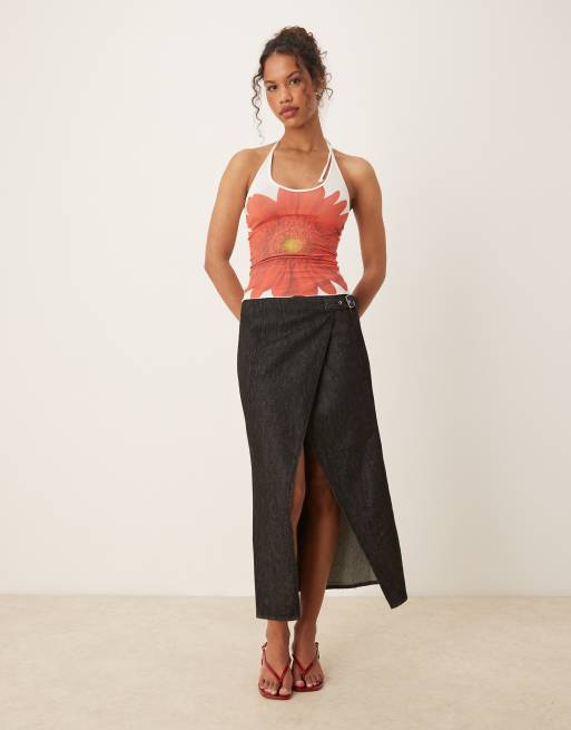 Tyler Mcgillivary gerbera flower bloom print halter top in white , 2 of 4