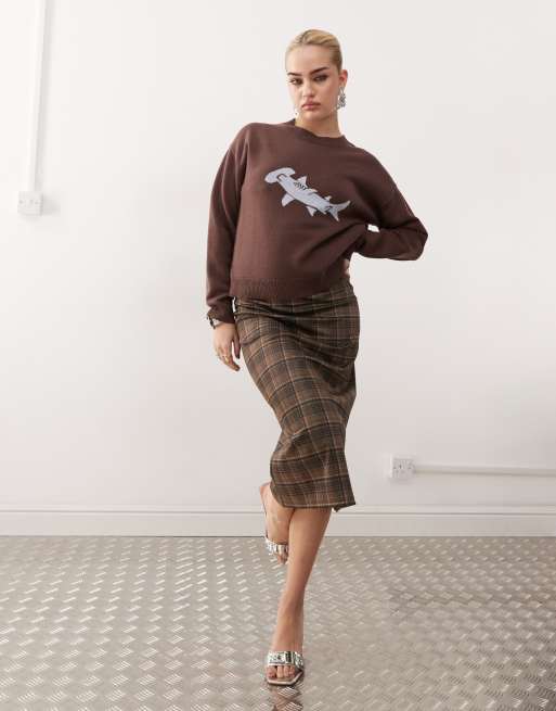 Tyler McGillivary hammerhead shark sweater in brown, 3 of 4