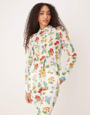 [Tyler McGillivary] Tyler Mcgillivary uma flower print button down shirt in white 14 WHITE
