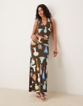 [Tyler McGillivary] Tyler McGillivary vase print slinky midi skirt in brown (part of a set) 12 BROWN