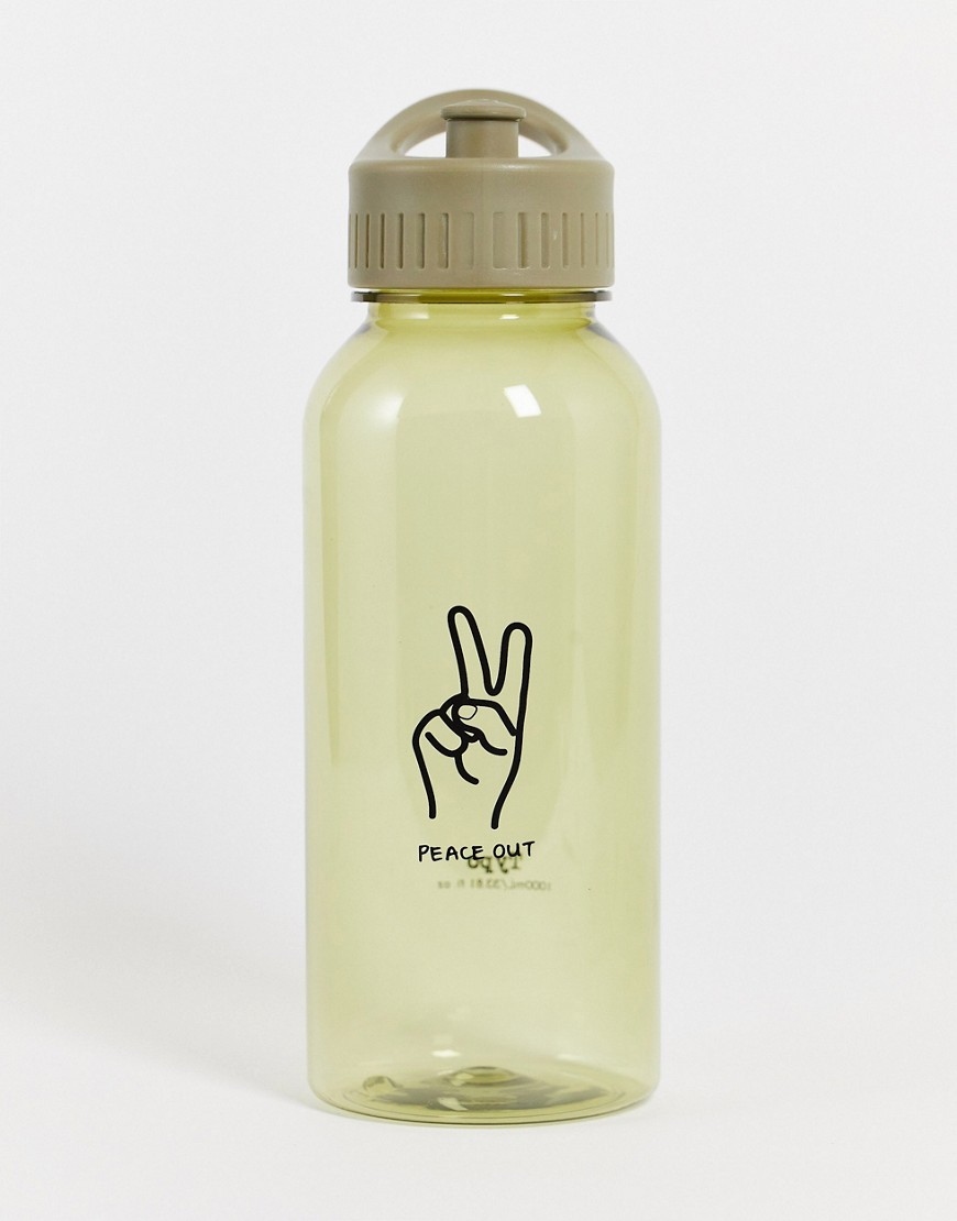 Typo 1 liter water bottle with peace out sign-Clear