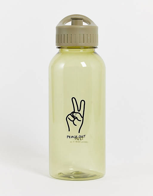 Typo 1 litre water bottle with peace out sign