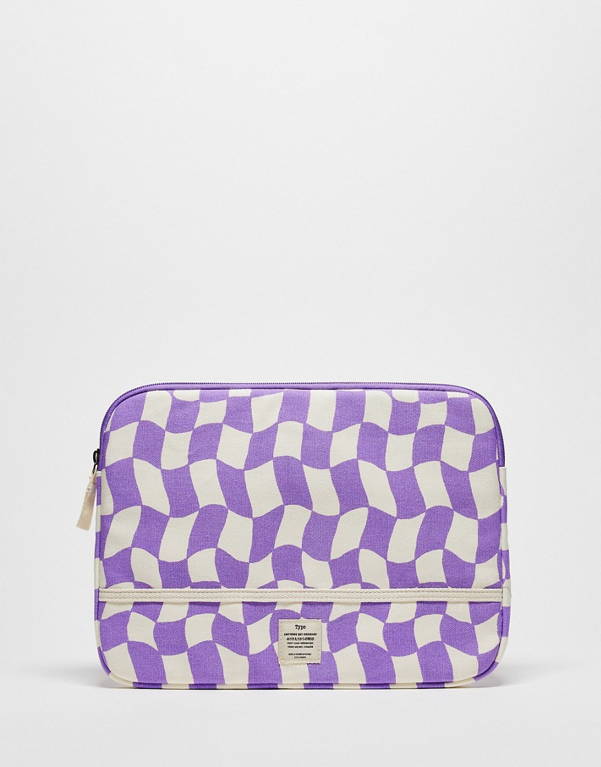 Typo 13 inch laptop case in lilac wavy checkerboard-Purple