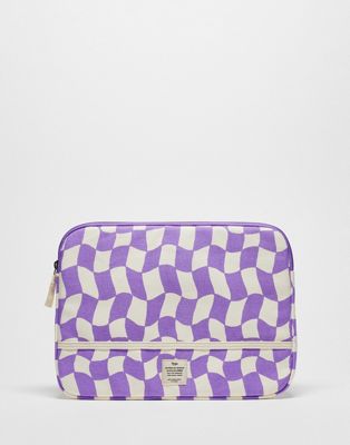 Typo 13 inch laptop case in lilac wavy checkerboard