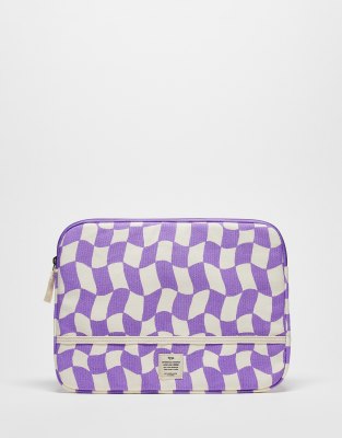 Typo 13 inch laptop case in lilac wavy checkerboard