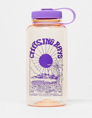 Typo 1L waterbottle with 'chasing rays' slogan in orange  - ASOS Price Checker