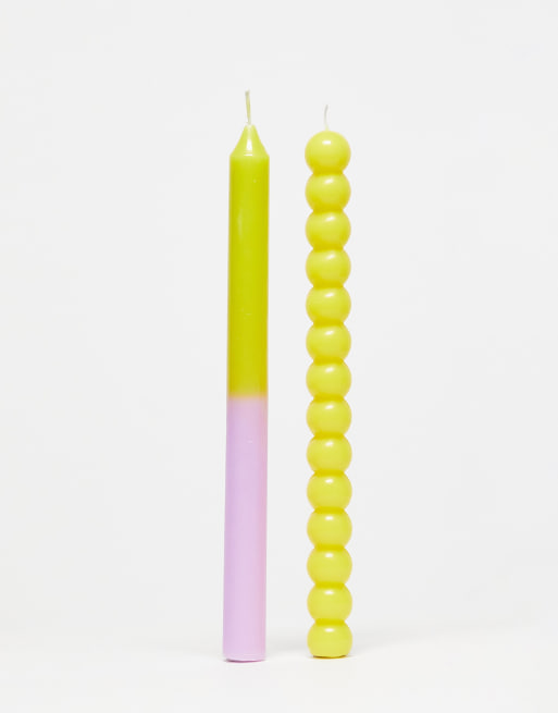 Typo – 2er-Pack Stumpenkerzen in Limette und Flieder