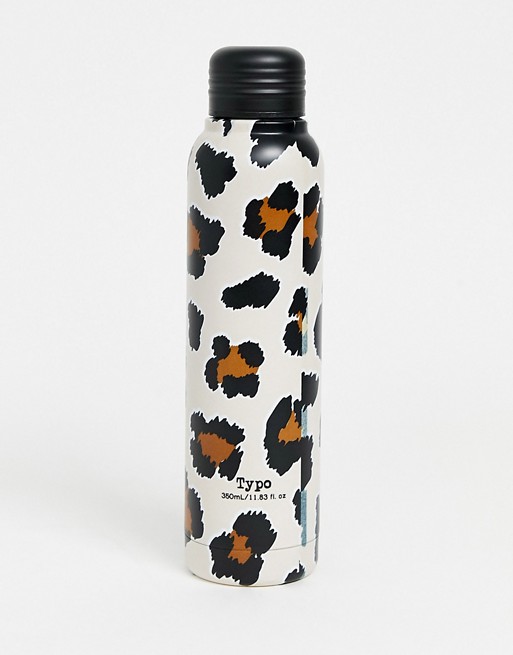 Typo 350ml leopard print water bottle