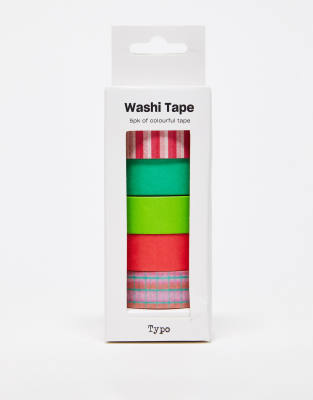 Typo 5 x pack of Christmas wrapping tape-Multi