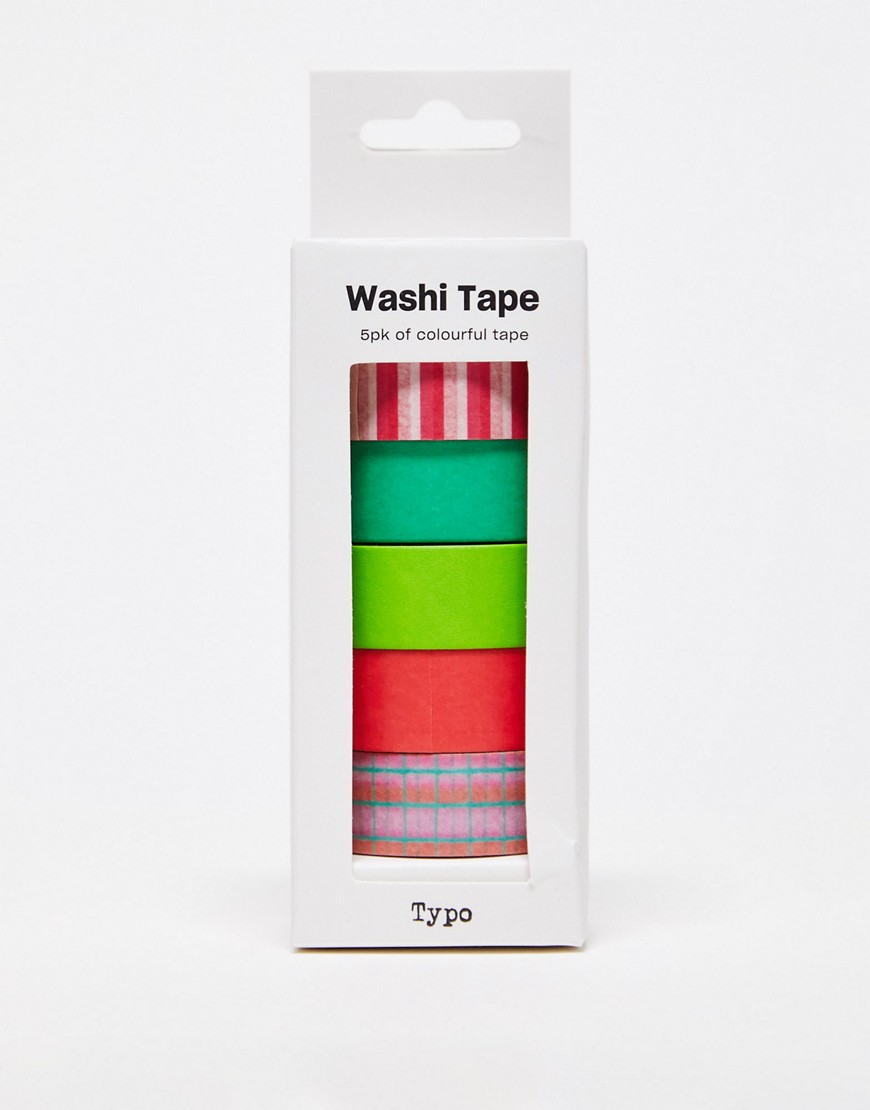 Typo 5 x pack of Christmas wrapping tape-Multi