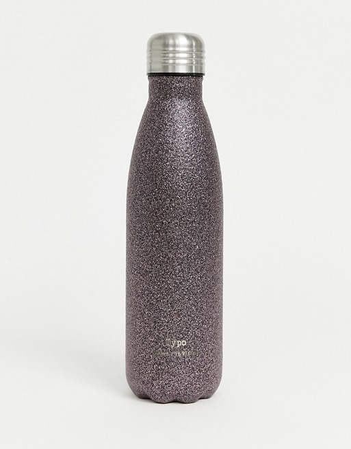 Typo 500ml purple glitter water bottle