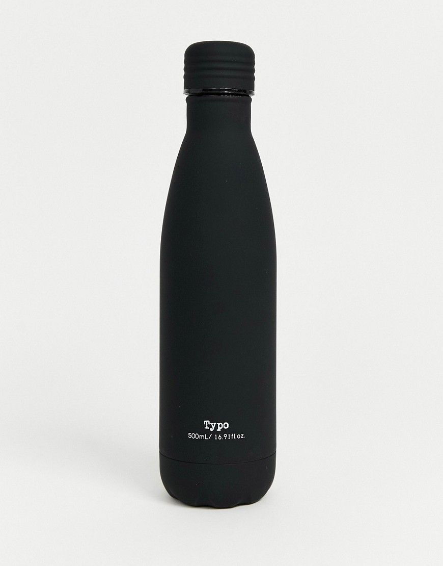 Typo – 500ml svart vattenflaska i gummi-Blå