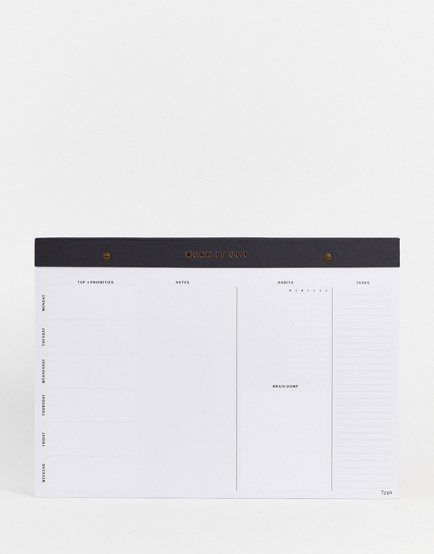 Typo A3 planner with slogan 'work it out'-Multi