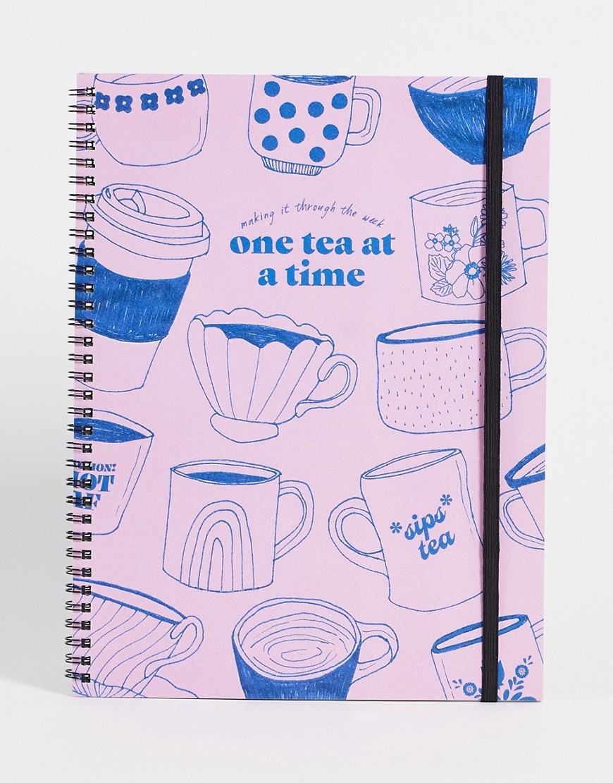 Typo A4 notebook with slogan 'one tea at a time'-Multi