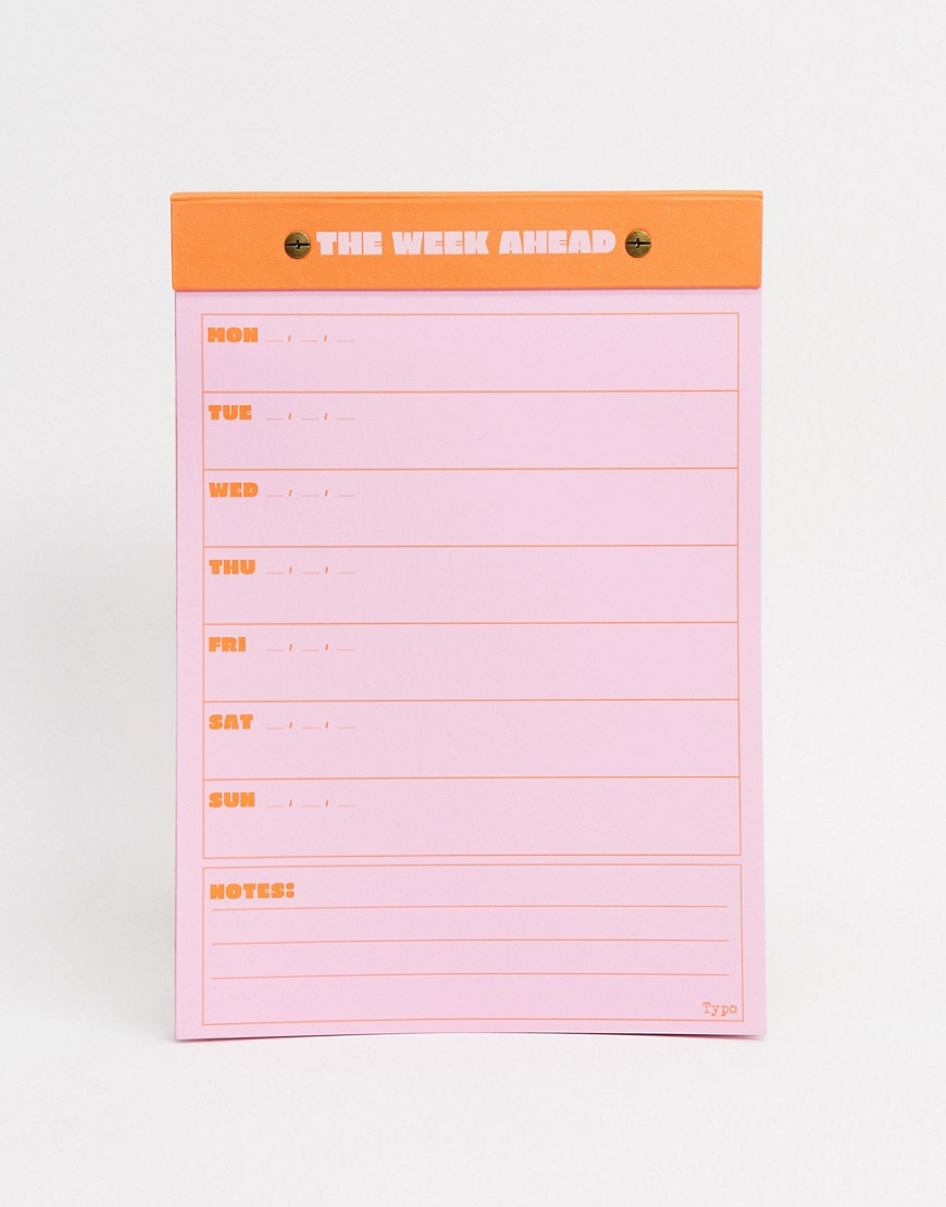 Typo - A4 ugekalender i lyserød-Multifarvet