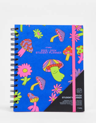Typo A5 2023/24 student planner in blue mushroom print - ASOS Price Checker