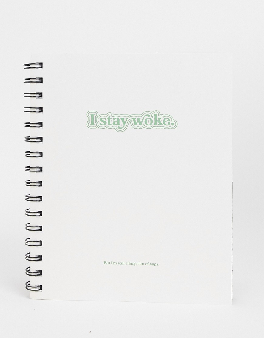 Typo A5 notebook with 'I stay woke' slogan-Multi