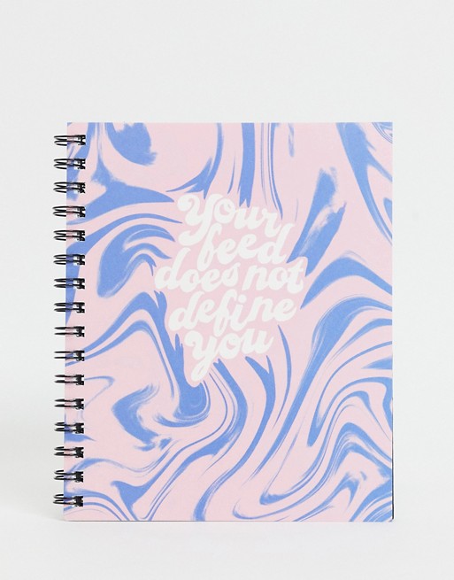 Typo A5 notebook with slogan 'your feed does not define you'