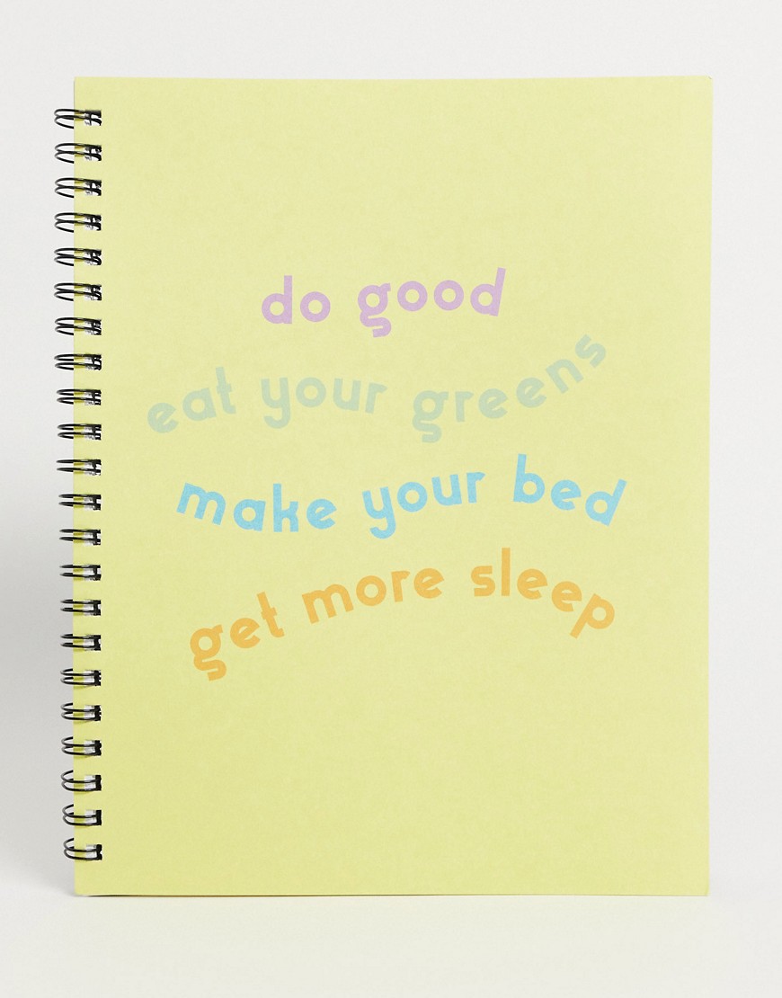 Typo – Anteckningsbok i A4 med texten 'do good, eat your greens, make your bed, get more sleep'-Olika färger
