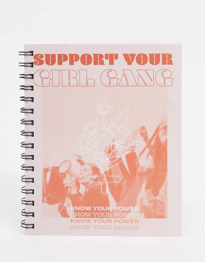 Typo – Anteckningsbok i A5-format med Support Your Local Girl Gang-text-Flerfärgad