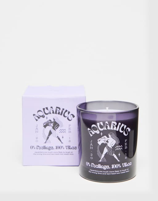 Typo - Aquarius - Candela nera con segno zodiacale