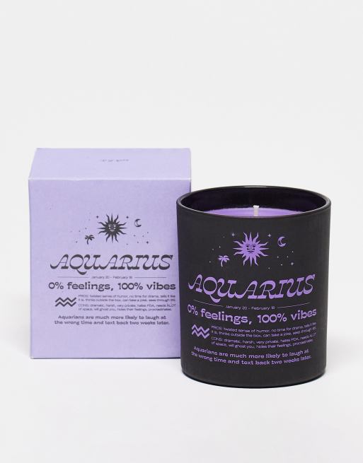 Typo – Aquarius – Czarna świeczka ze znakiem zodiaku