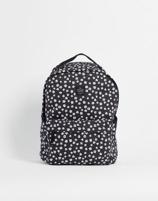 Typo backpack in black ditsy flower design